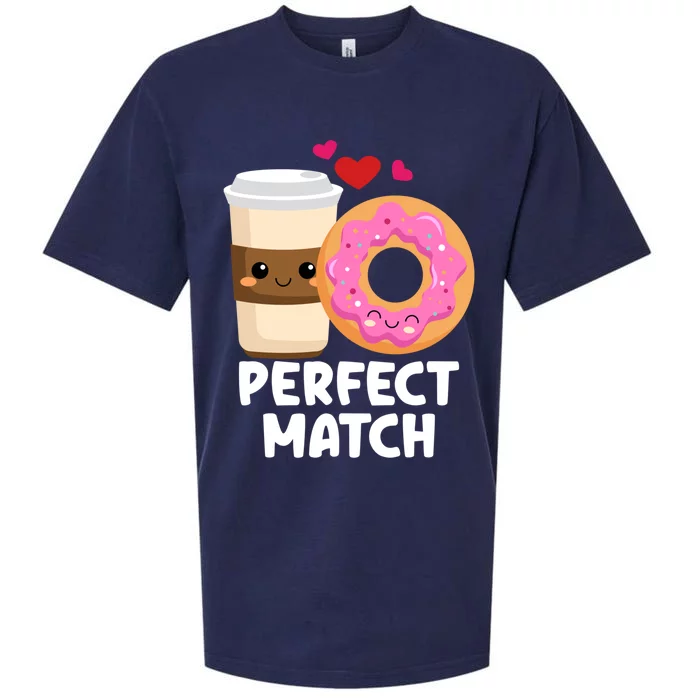 Perfect Match Valentines Day Coffee Donut Love Funny Pajama Gift Sueded Cloud Jersey T-Shirt