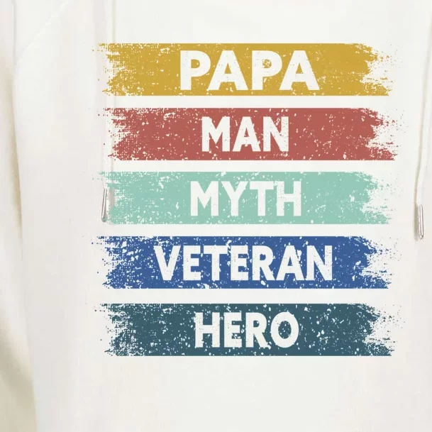 Papa Myth Veteran Hero Proud Dad Funny Fathers Day Gift Womens Funnel Neck Pullover Hood