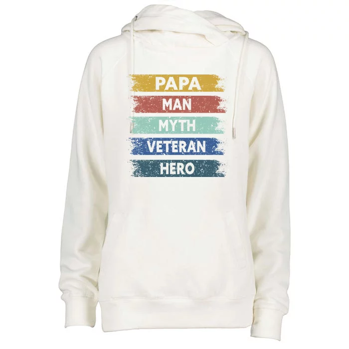 Papa Myth Veteran Hero Proud Dad Funny Fathers Day Gift Womens Funnel Neck Pullover Hood