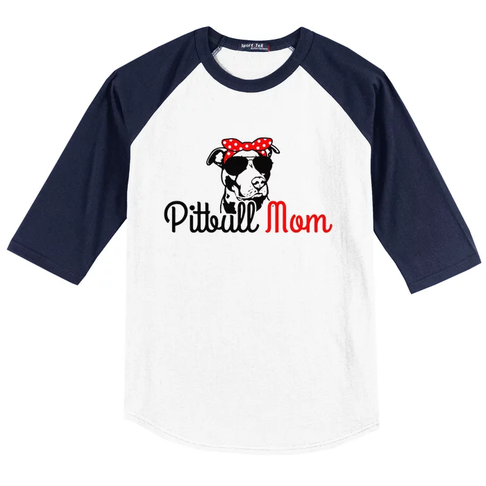 Pitbull Mom Vintage Funny Cute Dog Pitbull Mama Baseball Sleeve Shirt