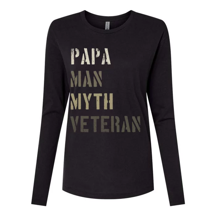 Papa Myth Veteran Cool Gift Gift For Retired Military Womens Cotton Relaxed Long Sleeve T-Shirt