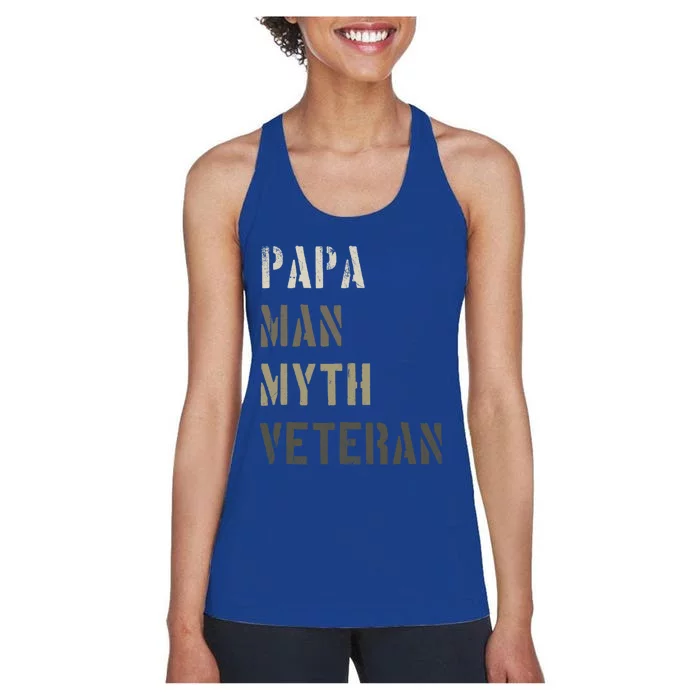 Papa Myth Veteran Cool Gift Gift For Retired Military Women's Racerback Tank