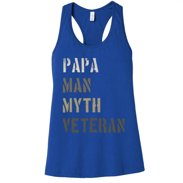 Papa Myth Veteran Cool Gift Gift For Retired Military Women's Racerback Tank