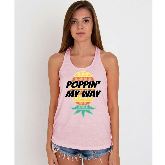 Poppin' My Way Gift Upside Down Pineapple Gift Swingers Gift Women's Knotted Racerback Tank