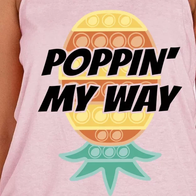 Poppin' My Way Gift Upside Down Pineapple Gift Swingers Gift Women's Knotted Racerback Tank