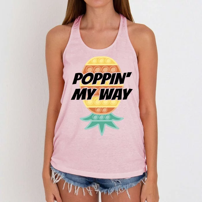 Poppin' My Way Gift Upside Down Pineapple Gift Swingers Gift Women's Knotted Racerback Tank