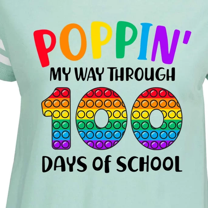 Poppin My Way Through 100 Days Of School Kids 100th Day Pop Enza Ladies Jersey Football T-Shirt