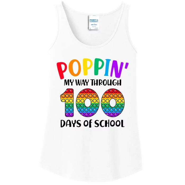 Poppin My Way Through 100 Days Of School Kids 100th Day Pop Ladies Essential Tank