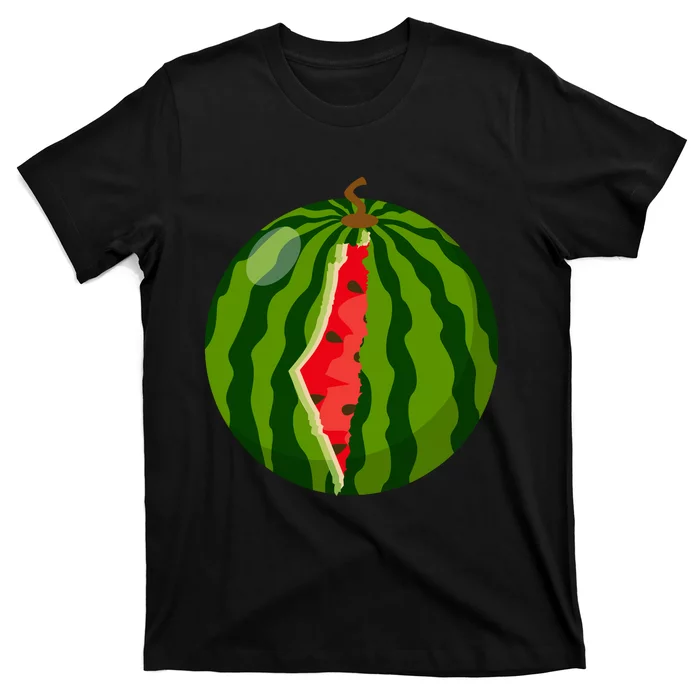 Palestine Map Watermelon Arabic Calligraphy T-Shirt | TeeShirtPalace