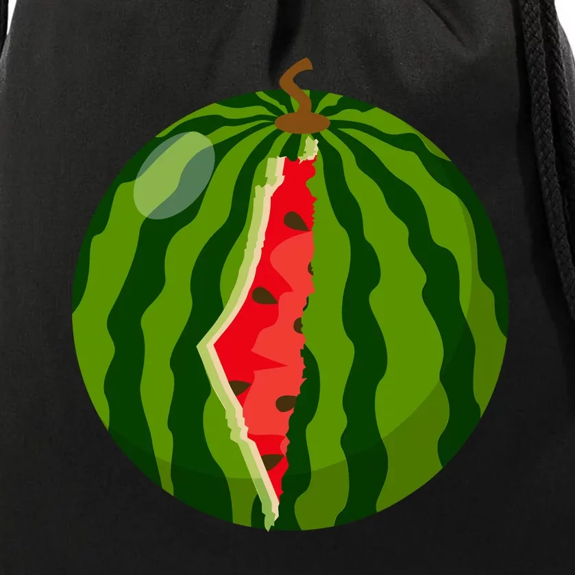 Palestine Map Watermelon Arabic Calligraphy Drawstring Bag