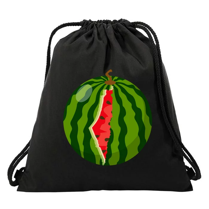 Palestine Map Watermelon Arabic Calligraphy Drawstring Bag