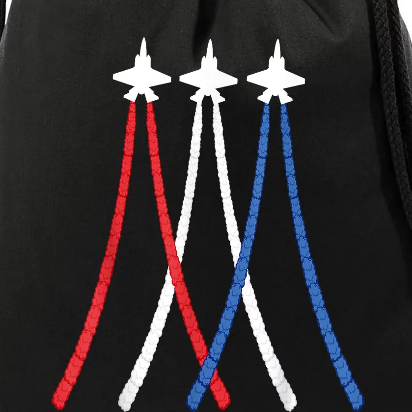 Patriotic Men Women And Kids 4th Of July Fighter Jets Drawstring Bag