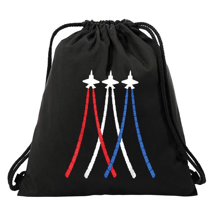 Patriotic Men Women And Kids 4th Of July Fighter Jets Drawstring Bag