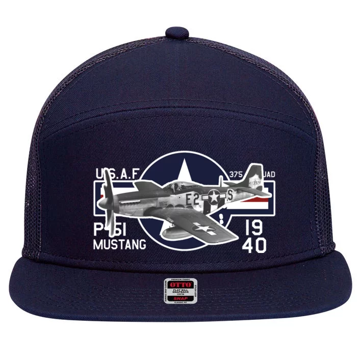 P51 Mustang Ww2 7 Panel Mesh Trucker Snapback Hat