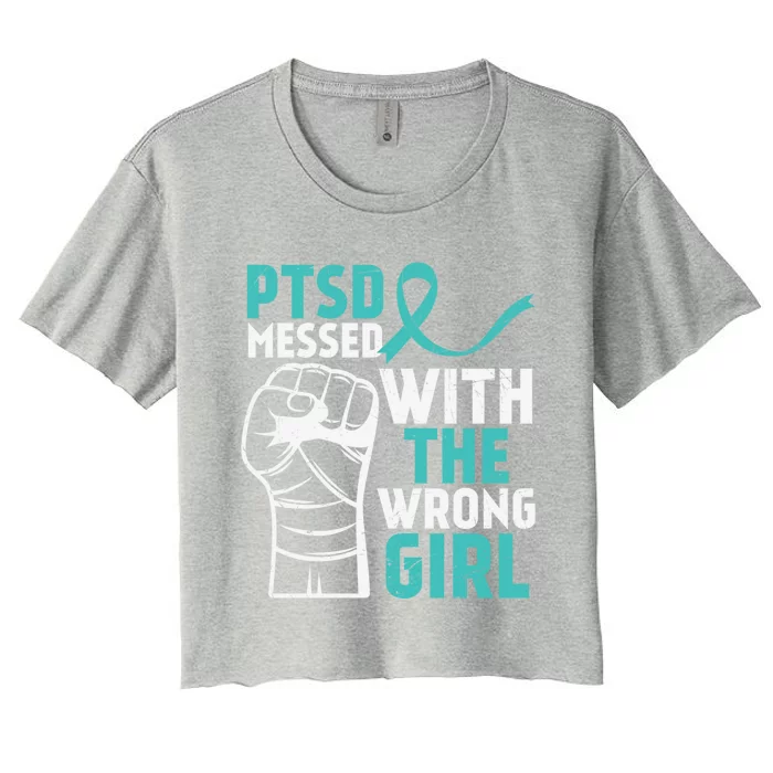 Ptsd Messed With The Wrong Soldier Veteran Fight Ptsd Gift Women's Crop Top Tee