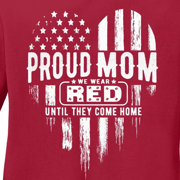 Proud Mom We Wear Red Friday Military Ladies Long Sleeve Shirt