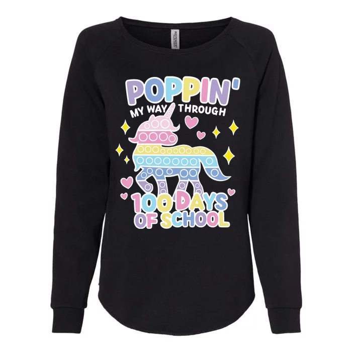 Poppin' My Way Through 100 Days Of School Rainbow Unicorn Fidget Toy Womens California Wash Sweatshirt