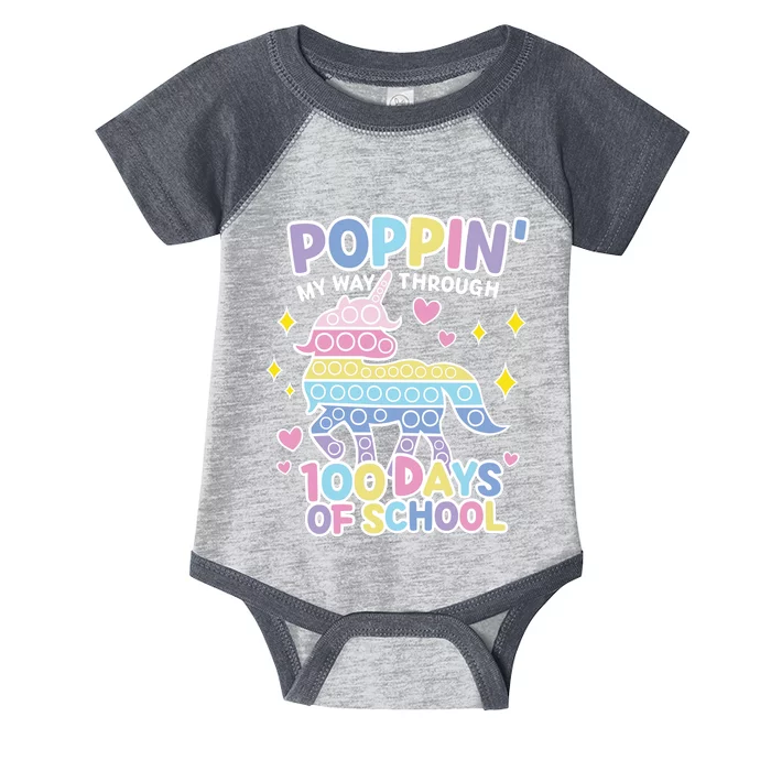 Poppin' My Way Through 100 Days Of School Rainbow Unicorn Fidget Toy Infant Baby Jersey Bodysuit