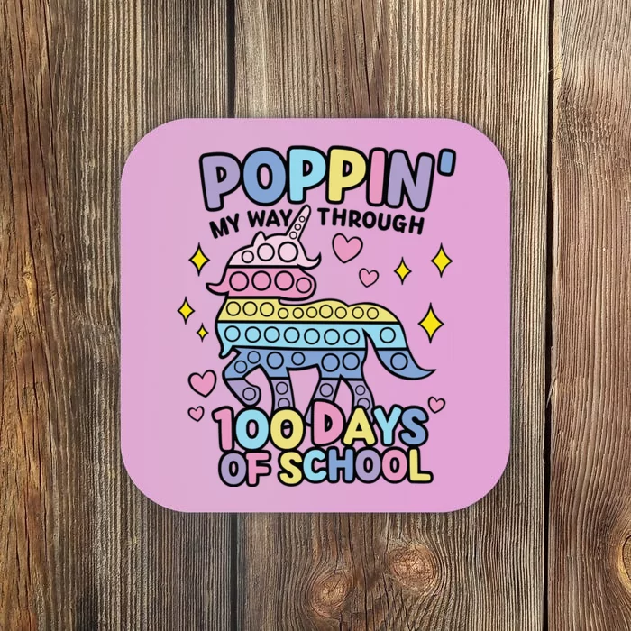 Poppin' My Way Through 100 Days Of School Rainbow Unicorn Fidget Toy Coaster