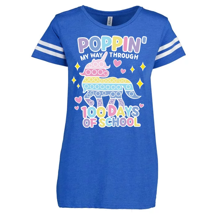 Poppin' My Way Through 100 Days Of School Rainbow Unicorn Fidget Toy Enza Ladies Jersey Football T-Shirt