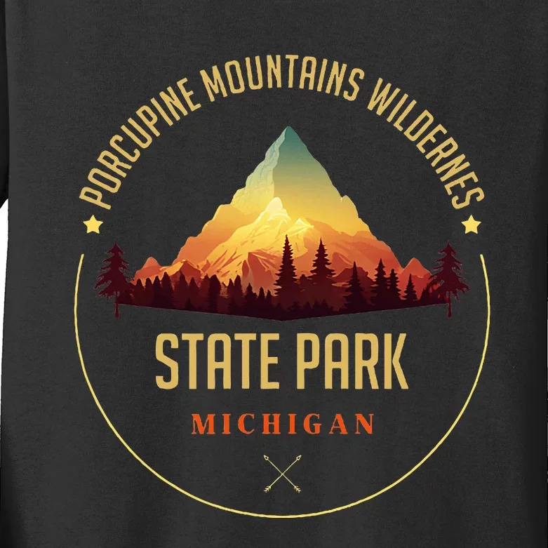 Porcupine Mountains Wilderness State Park Souvenir Kids Long Sleeve Shirt