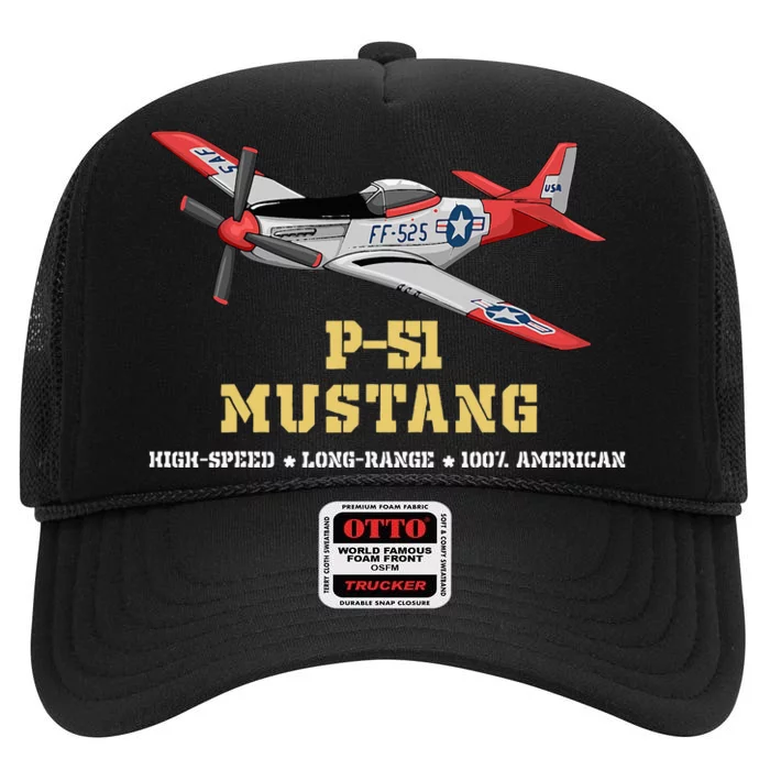 P51 Mustang World War Ii Fighter Bomber High Crown Mesh Trucker Hat