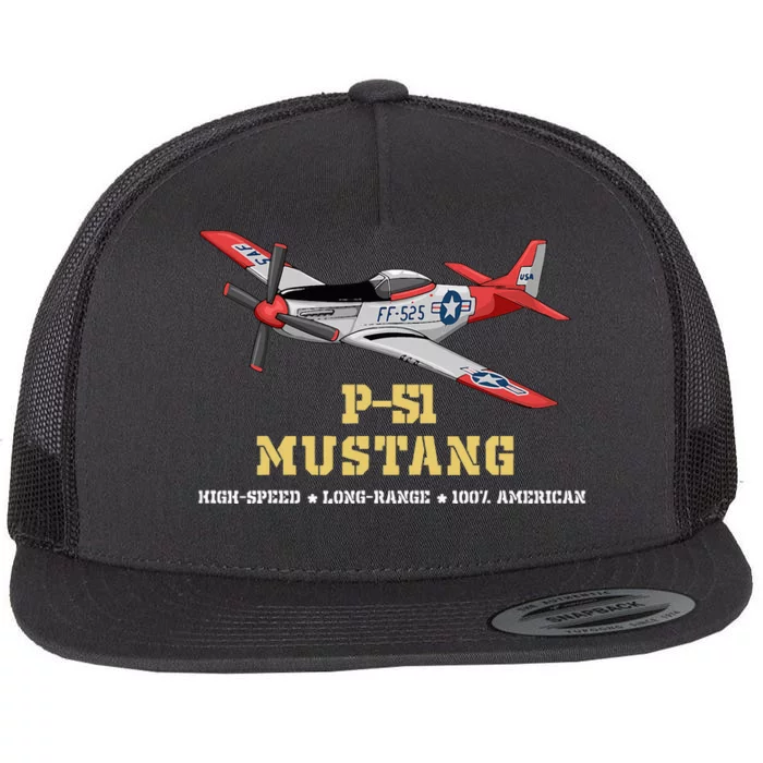 P51 Mustang World War Ii Fighter Bomber Flat Bill Trucker Hat