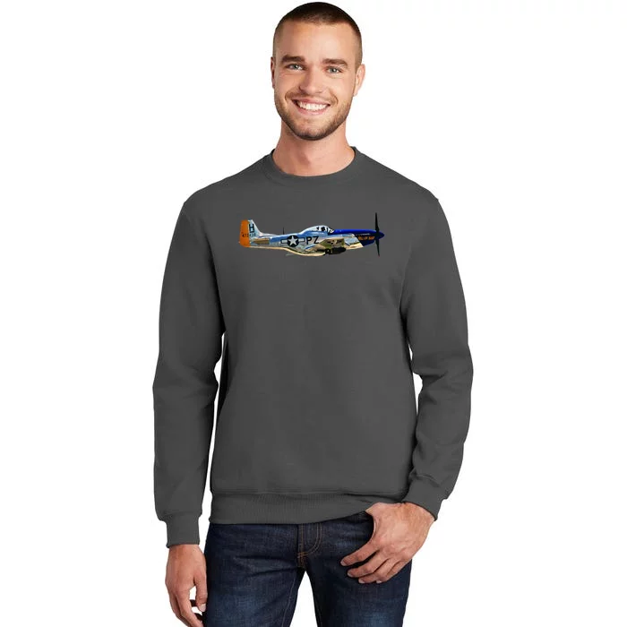 P51 Mustang WWII Fighter Plane US Military Aviation History Tall Sweatshirt