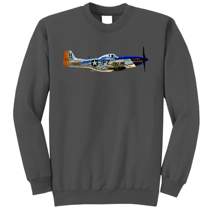 P51 Mustang WWII Fighter Plane US Military Aviation History Tall Sweatshirt