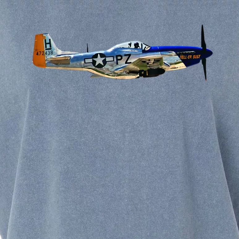 P51 Mustang WWII Fighter Plane US Military Aviation History Garment-Dyed Women's Muscle Tee