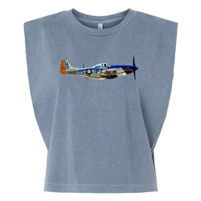 P51 Mustang WWII Fighter Plane US Military Aviation History Garment-Dyed Women's Muscle Tee