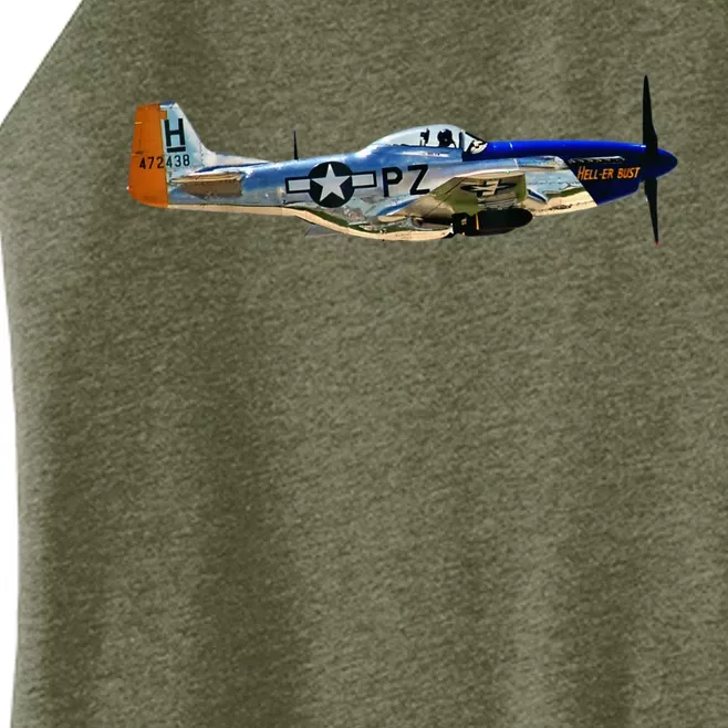 P51 Mustang WWII Fighter Plane US Military Aviation History Women’s Perfect Tri Rocker Tank