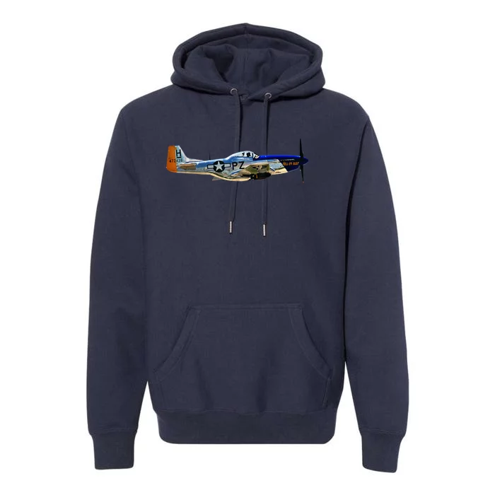 P51 Mustang WWII Fighter Plane US Military Aviation History Premium Hoodie