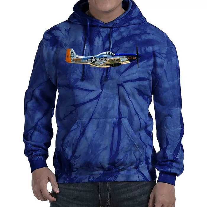 P51 Mustang WWII Fighter Plane US Military Aviation History Tie Dye Hoodie