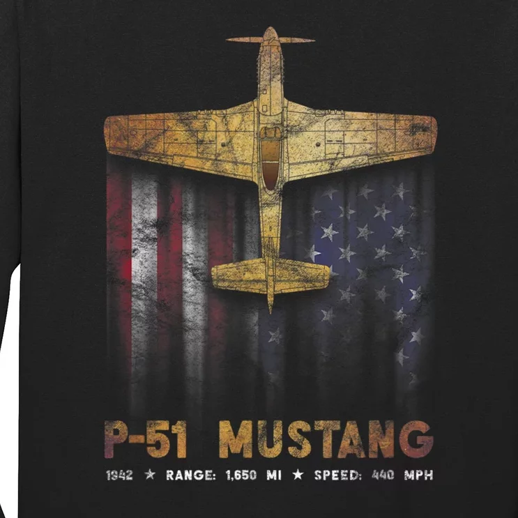 P51 Mustang WWII Fighter Plane Long Sleeve Shirt