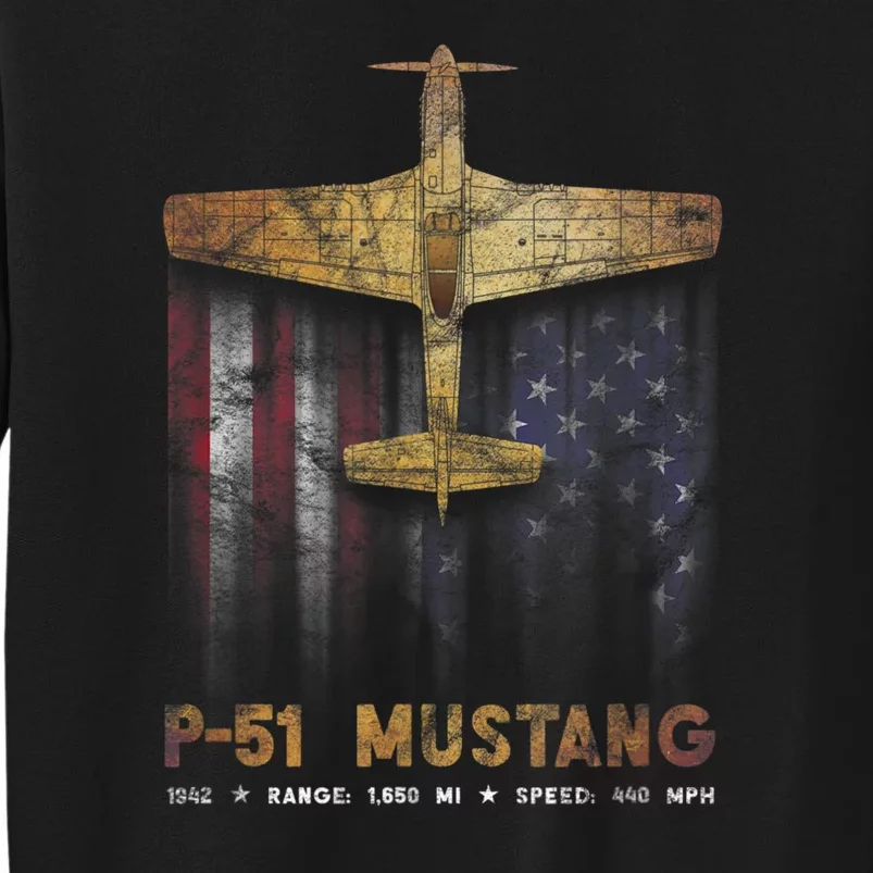 P51 Mustang WWII Fighter Plane Tall Sweatshirt