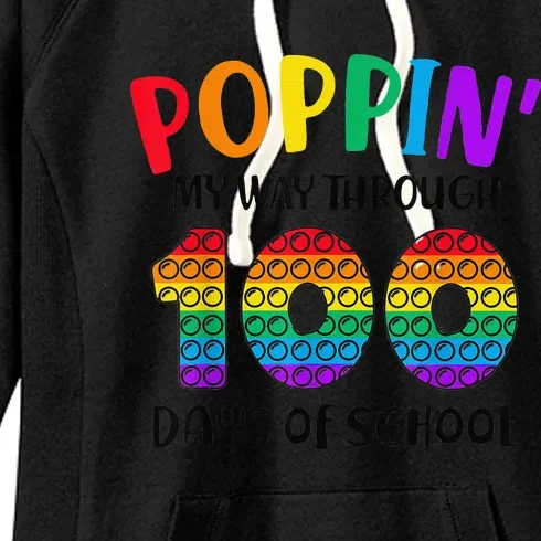 Poppin My Way Through 100 Days of School 100th Day Pop Women's Fleece Hoodie