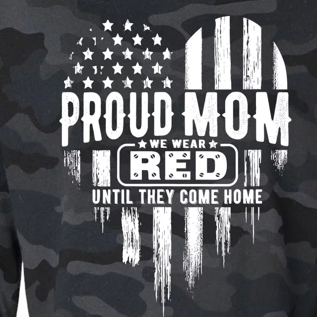 Proud Mom We Wear Red Friday Military Cropped Pullover Crew