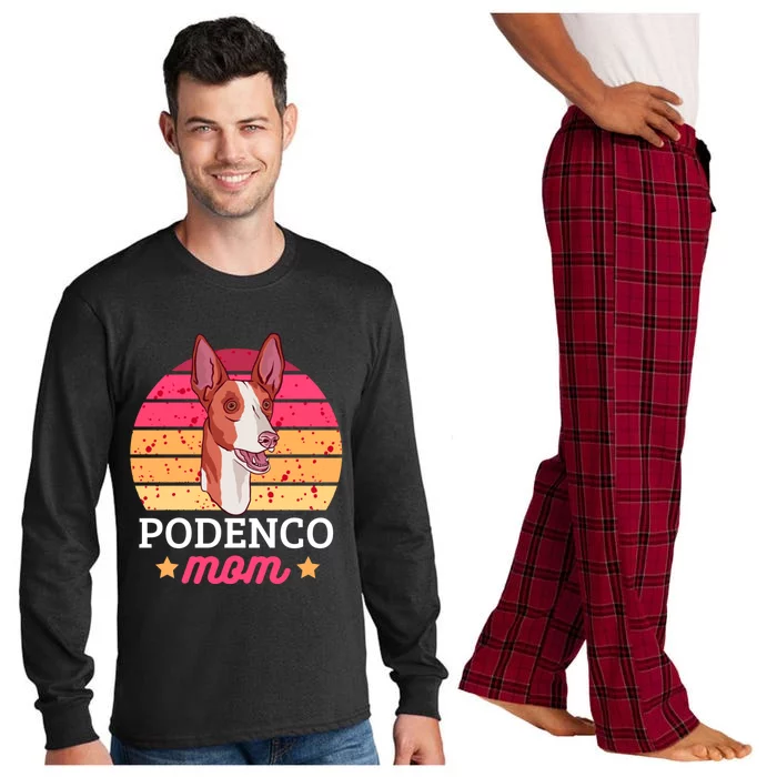 Podenco Mom With A Dog Funny Gift Long Sleeve Pajama Set