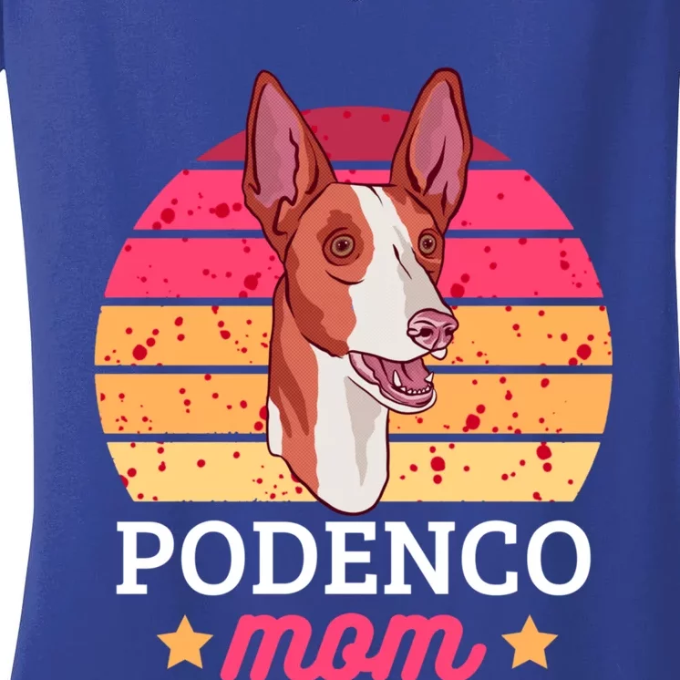 Podenco Mom With A Dog Funny Gift Women's V-Neck T-Shirt