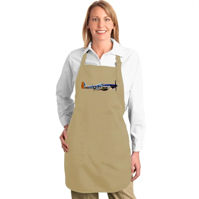 P51 Mustang WWII Fighter Plane US Military Aviation History Full-Length Apron With Pocket