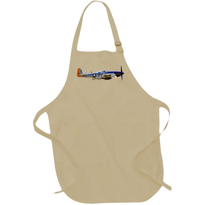 P51 Mustang WWII Fighter Plane US Military Aviation History Full-Length Apron With Pocket