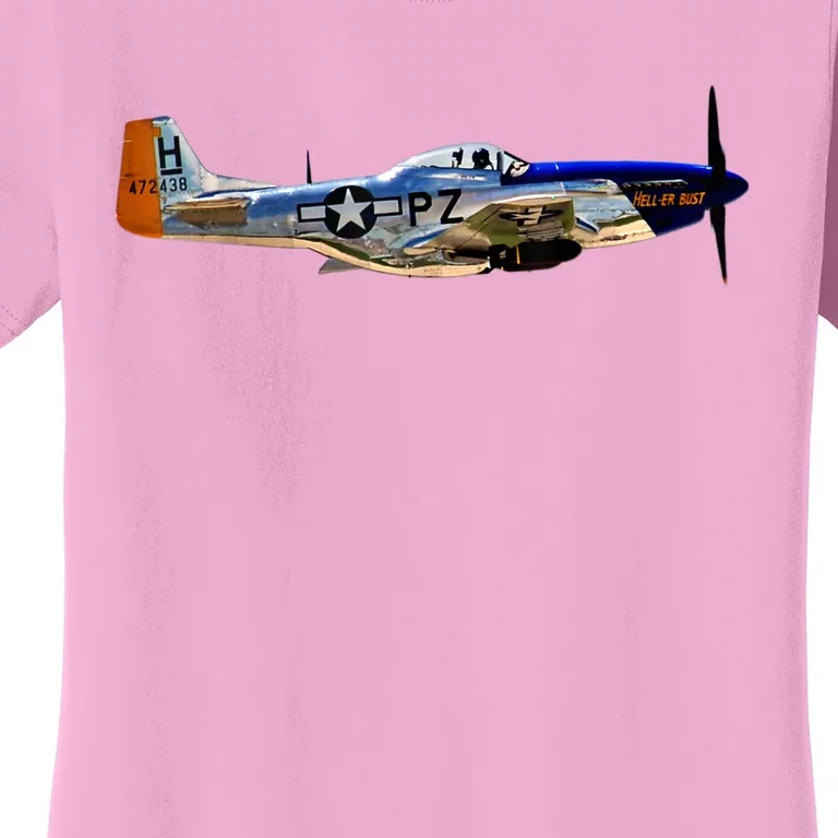 P51 Mustang WWII Fighter Plane US Military Aviation History Women's T-Shirt