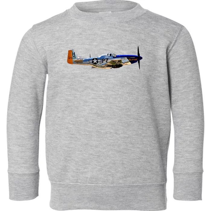 P51 Mustang WWII Fighter Plane US Military Aviation History Toddler Sweatshirt