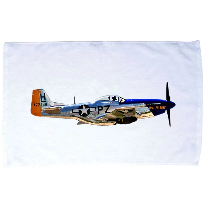 P51 Mustang WWII Fighter Plane US Military Aviation History Microfiber Hand Towel