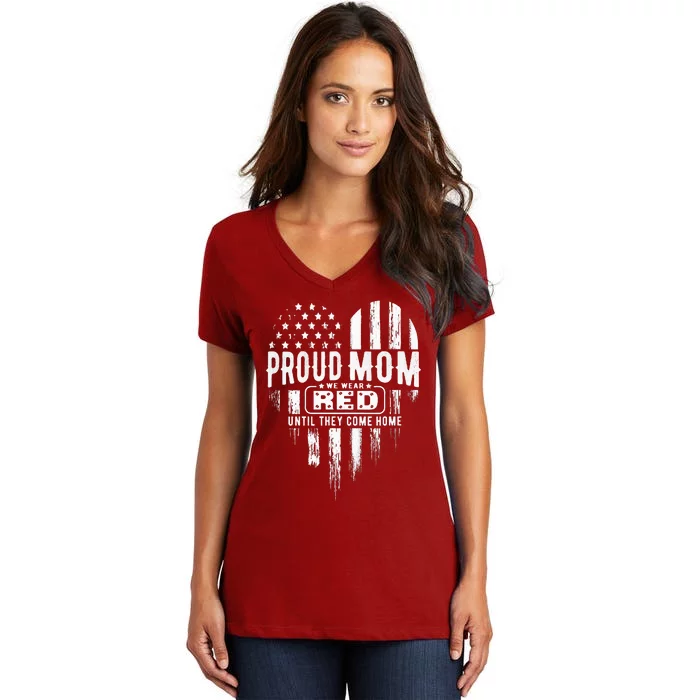 Proud Mom We Wear Red Friday Military Women's V-Neck T-Shirt