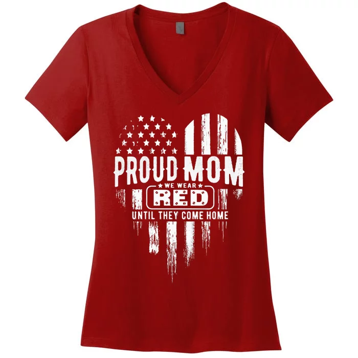 Proud Mom We Wear Red Friday Military Women's V-Neck T-Shirt