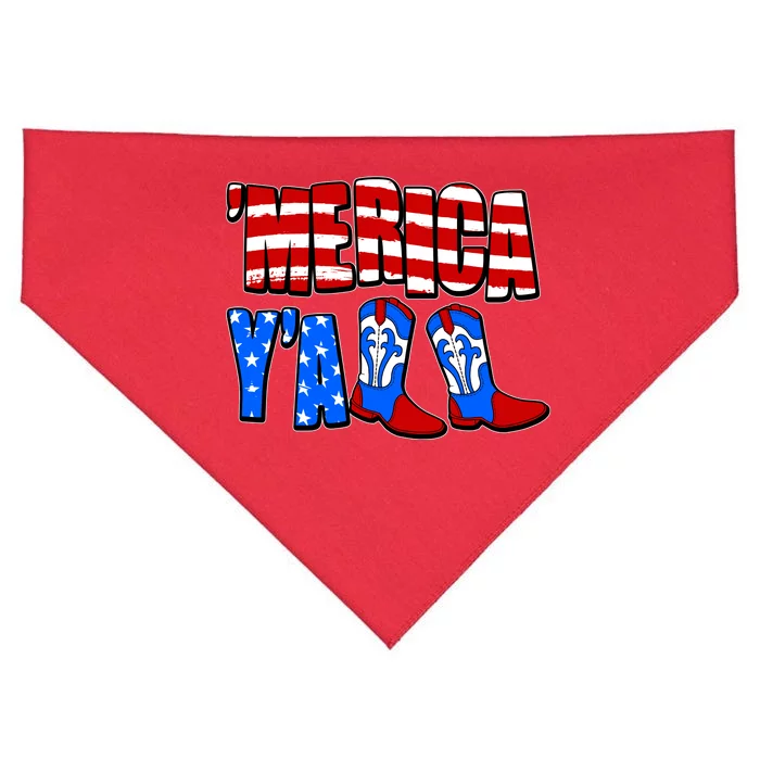 Patriotic Merica Yall Cowboy Cowgirl Boots USA-Made Doggie Bandana