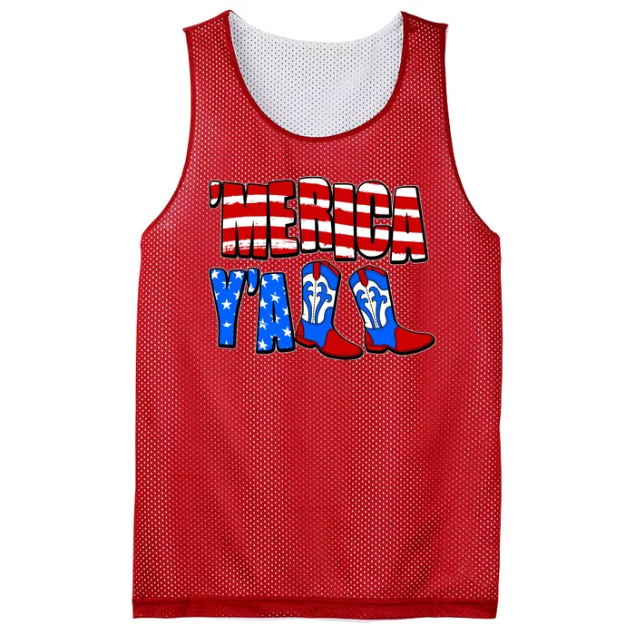 Patriotic Merica Yall Cowboy Cowgirl Boots Mesh Reversible Basketball Jersey Tank