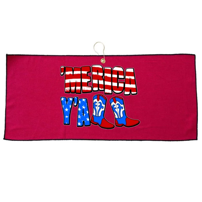 Patriotic Merica Yall Cowboy Cowgirl Boots Large Microfiber Waffle Golf Towel